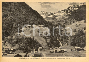 Cartolina originale da collezione 1940 ca MACUGNAGA BORCA VB Val QUARAZZA e passo del TURLO Cartolina FG NV 1