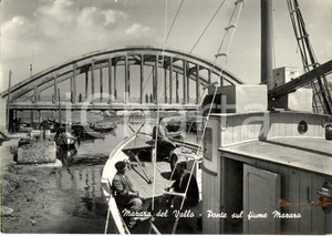 Cartolina originale da collezione 1952 MAZARA DEL VALLO TP Ponte su fiume MAZARA Animata con barche DANNEGGIATA 1