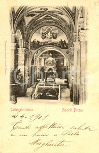 Cartolina originale da collezione 1901 ASCOLI PICENO Interno della cattedrale di SANT'EMIDIO *Cartolina FP VG 1