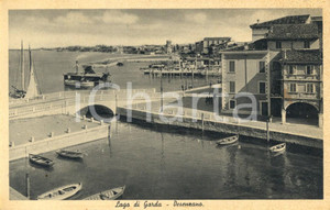Cartolina originale da collezione 1930 ca DESENZANO DEL GARDA (BS) Ponte del PORTO VECCHIO *Animata con barche NV 1
