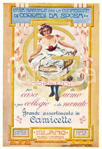 Cartolina originale da collezione 1910 ca MILANO Corredi da sposa e per casa FURLA ^Cartolina ILLUSTRATA FG NV 1