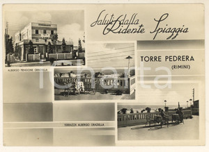 Cartolina originale da collezione 1955 RIMINI TORRE PEDRERA Albergo GRAZIELLA  Vedutine Cartolina 1