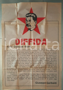 Materiale pubblicitario d’epoca ELEZIONI 1948 Garibaldi diffida Stalin  Manifesto PROPAGANDA ANTICOMUNISTA 1