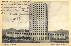 Cartolina originale da collezione 1934 MARINA DI MASSA Veduta della Colonia Marina FIAT *Cartolina FP VG 1