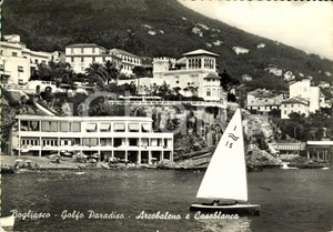 Cartolina originale da collezione 1964 BOGLIASCO GE Golfo PARADISO con alberghi ARCOBALENO e CASABLANCA 1