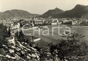 Cartolina originale da collezione 1955 ca COMO Panorama da via TORNO Cartolina ANIMATA con traghetto FG 1
