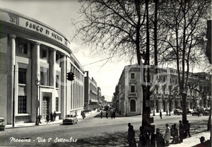 Cartolina originale da collezione 1950 ca MESSINA Via I SETTEMBRE  Banco di SICILIA Cartolina ANIMATA FG NV 1