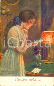 Cartolina originale da collezione 1919 ARTE Paroline dolci Pittore A. SIMEONE Cartolina ILLUSTRATA  FP NV 1