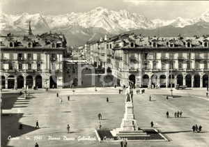 Cartolina originale da collezione 1965 CUNEO Piazza Duccio GALIMBERTI e Corso NIZZA *Cartolina ANIMATA FG VG 1
