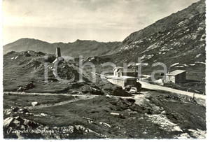 Cartolina originale da collezione 1964 PASSO SPLUGA (SO) Panorama della valle e automobile *Cartolina FG VG 1