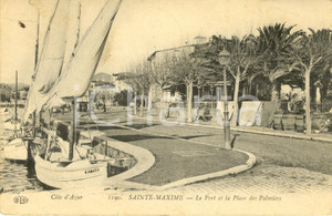Cartolina originale da collezione 1912 SAINTE-MAXIME (F) Porto e place des Palmiers *Cartolina DANNEGGIATA FP VG 1