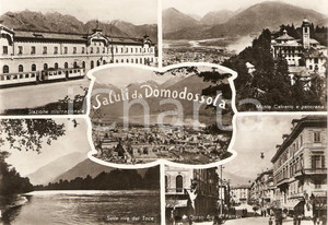 Cartolina originale da collezione 1950 ca DOMODOSSOLA Vedutine STAZIONE Corso Ferrari MONTE CALVARIO Cartolina FG 1