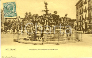 Cartolina originale da collezione 1908 PALERMO La fontana del GARAFFO in piazza MARINA Cartolina animata FP VG 1