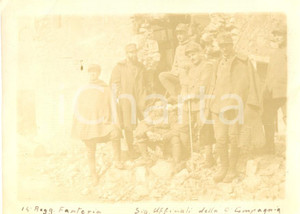 Fotografia d epoca originale 1915 ca WW1 Fronte del CARSO ? Ufficiali 14° Reggimento Fanteria 9a Compagnia 1