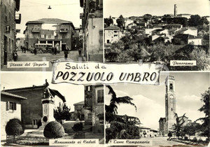 Cartolina originale da collezione 1962 POZZUOLO UMBRO PG Vedutine Piazza del POPOLO e torre Cartolina FG VG 1