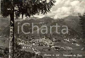 Cartolina originale da collezione 1963 CLUSONE (BG) Panorama paese e vallata da Monte BEUR *Cartolina FG VG 1