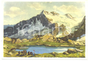 Cartolina originale da collezione 1965 ca LANZADA (SO) Il Ghiacciaio del CANCIANO Cartolina ILLUSTRATA Paolo PUNZO 1