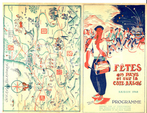 Materiale pubblicitario d’epoca 1948 BAYONNE F FÃªtes en Pays et sur la cÃ´te basque Programme Ill. LAULKE 1