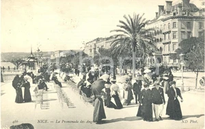 Cartolina originale da collezione 1910 NICE F A passeggio sulla Promenade des Anglais Cartolina Belle époque FP 1