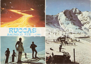 Cartolina originale da collezione 1978 BAGNOLO PIEMONTE CN Vedutine albergo RUCCAS e RUMELLA Cartolina FG VG 1