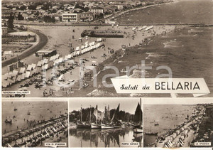 Cartolina originale da collezione 1961 BELLARIA IGEA MARINA RN Porto Canale e spiaggia Vedutine Cartolina FG VG 1