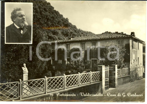 Cartolina originale da collezione 1953 PIETRASANTA LU Frazione VALDICASTELLO Casa natale GIOSUE  CARDUCCI 1