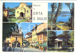 Cartolina originale da collezione 1967 ORTA SAN GIULIO (NO) Vedutine con lago Albergo DELLE SPADE *Cartolina FG VG 1