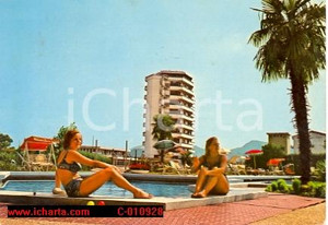 Cartolina originale da collezione 1974 MONTEGROTTO TERME (PD) Donne in piscina HOTEL MONDIAL VINTAGE *Cartolina FG 1