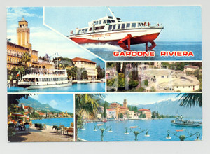 Cartolina originale da collezione 1970 ca GARDONE RIVIERA (BS) Lago di GARDA Aliscafo FRECCIA DEGLI ULIVI Vedutine 1
