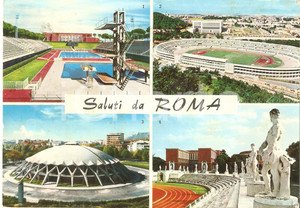 Cartolina originale da collezione 1961 ROMA Foto italico  Stadio Olimpico  Stadio dei Marmi Cartolina FG VG 1