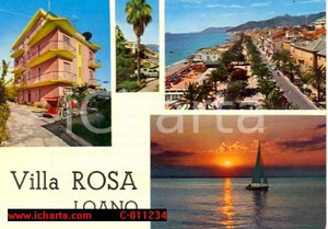 Cartolina originale da collezione 1970 ca LOANO SV Pensione VILLA ROSA Vedutine VINTAGE Cartolina FG NV 1