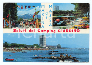 Cartolina originale da collezione 1981 MARINA DI MASSA MS Camping GIARDINO Vedutine Cartolina ANIMATA FG VG 1