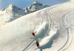 Cartolina originale da collezione 1970 ca ST. MORITZ SVIZZERA Pista da sci Cartolina FG VG 1