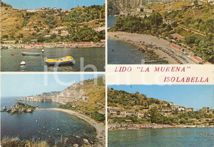 Cartolina originale da collezione 1975 TAORMINA . ISOLA BELLA ME Gommone al Lido La Murena Cartolina FG VG 1