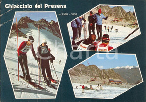 Cartolina originale da collezione 1969 PASSO TONALE TN Sciatori sul ghiacciaio del Presena Cartolina FG VG 1