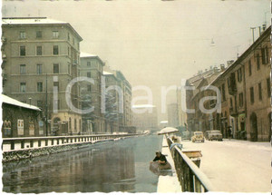 Cartolina originale da collezione 1970 ca MILANO Lavandaie alla darsena del Naviglio Pavese Cartolina FG 1