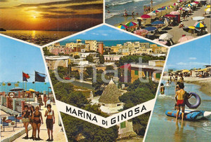 Cartolina originale da collezione 1972 MARINA DI GINOSA TA Ragazze mangiano gelati TANARA Cartolina FG VG 1