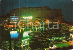 Cartolina originale da collezione 1974 NAPOLI Porticciuolo SANTA LUCIA e Castel DELL OVO Notturno Cartolina FG VG 1