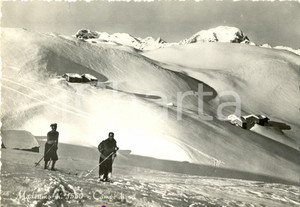 Cartolina originale da collezione 1952 MADESIMO SO Sciatori in discesa sul campo innevato FG VG 1