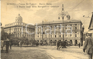 Cartolina originale da collezione 1925 ca GENOVA Piazza DE FERRARI con palazzi BORSA e NAVIGAZIONE GENERALE FP NV 1