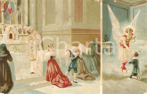 Cartolina originale da collezione 1950 ca SAN GERARDO MAIELLA riceve Eucaristia da San Michele Arcangelo Cartolina 1