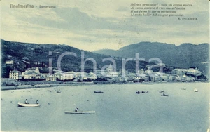 Cartolina originale da collezione 1914 FINALMARINA SV Panorama dal mare Cartolina FP VG ANIMATA con BARCHE 1