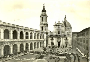 Cartolina originale da collezione 1957 LORETO AN Santuario della SANTA CASA durante celebrazione Cartolina FG VG 1