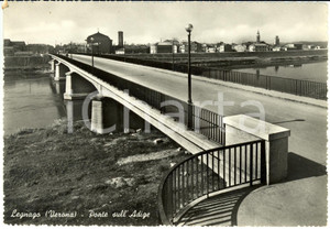 Cartolina originale da collezione 1955 LEGNAGO VR Veduta del ponte sull ADIGE  Cartolina FG VG 1