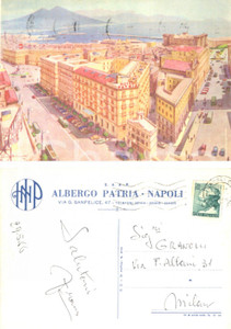 Cartolina originale da collezione 1966 NAPOLI Veduta aerea dell albergo PATRIA Cartolina FG VG ILLUSTRATA 1