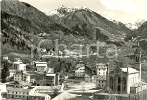 Cartolina originale da collezione 1966 PIAZZA BREMBANA BG Scorcio del paese e DUOMO DI SAN MARTINO FG VG 1