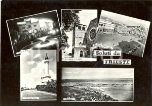 Cartolina originale da collezione 1958 TRIESTE Vedutine Castello di MIRAMARE e CATTEDRALE DI SAN GIUSTO FG VG 1