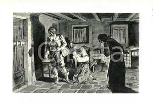 Cartolina originale da collezione 1940 ca PROMESSI SPOSI Lucia in ginocchio davanti all'Innominato Incisore POLLI 1