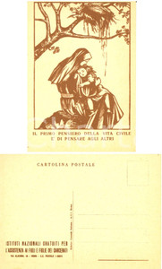 Cartolina originale da collezione 1960 ca La vita civile é pensare agli altri ISTITUTI ASSISTENZA FIGLI CARCERATI 1