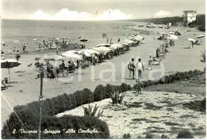 Cartolina originale da collezione 1958 SAN VINCENZO (LI) Bagnanti in spiaggia ALLA CONCHIGLIA *Cartolina ANIMATA 1